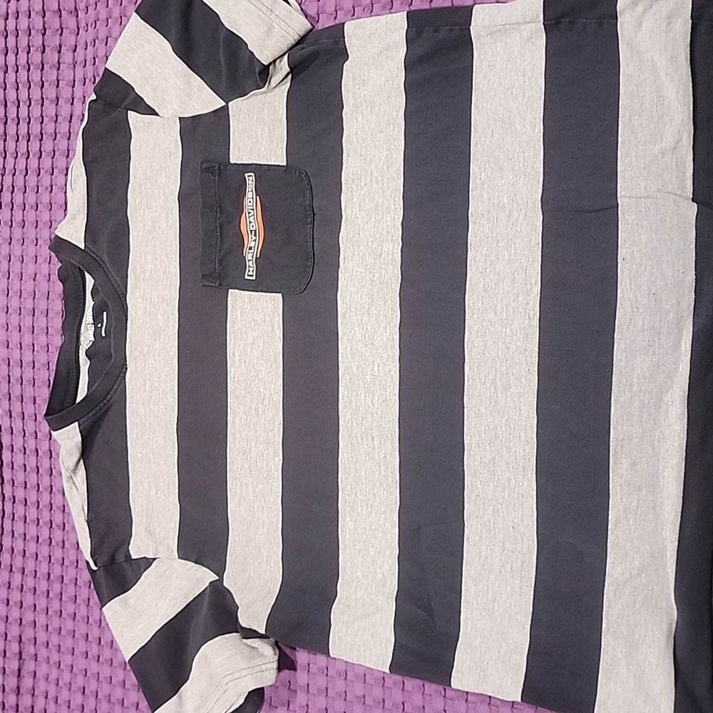 Large Men's Tee Shirt Harley-Davidson Striped